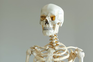 Poster - A detailed image of a human skeleton lying on a table, ideal for medical and educational purposes