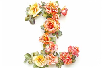 Aufkleber - A creative illustration of the letter j composed of various flowers