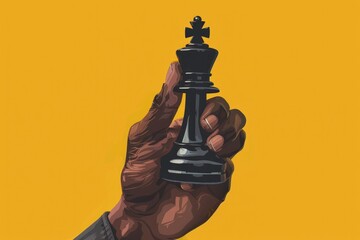 Poster - A person holds a chess piece in their hand