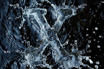 Poster - A close-up shot of water droplets splashing on a black surface, great for use in design and visual projects