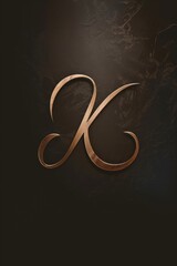 Sticker - A close-up shot of a golden letter K against a black background, suitable for use in designs, branding and packaging