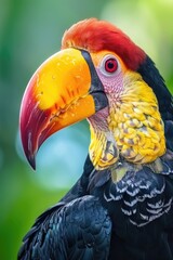 Poster - A detailed view of a bird's beak, featuring bright yellow feathers