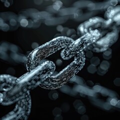 Poster - A detailed view of a chain link, suitable for various uses such as industrial or construction contexts
