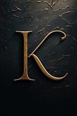 Poster - A single golden letter K stands out against a dark, matte black background