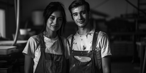 Poster - A man and a woman standing side by side, possibly in a romantic or celebratory moment