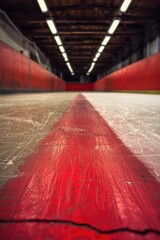 Poster - A red painted floor in an abandoned or vacant building, suitable for use as a background or setting