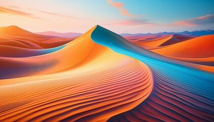 Poster - Wind creating smooth patterns on desert sand dunes.
