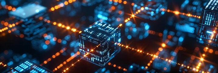 blockchain technology concept in the dark