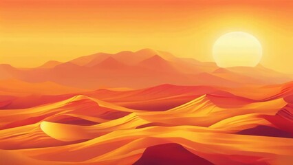 Canvas Print - A desert scene with a bright orange and pink sunset in the background, suitable for use in travel or outdoor adventure contexts.