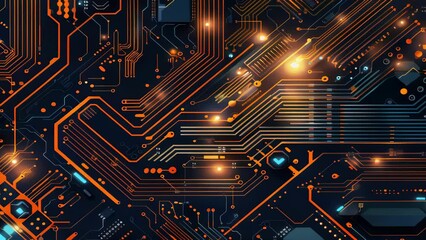 Poster - A detailed view of electronic components and wires on a circuit board.
