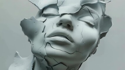 Poster - Close-up shot of a sculpture featuring a woman's face.