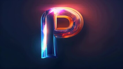 Poster - A close-up shot of a neon letter 'P' on a dark background, perfect for use in promotional materials or design projects.