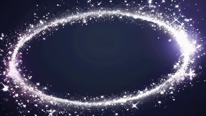 Aufkleber - A circular frame made of sparkling stars against a dark background.
