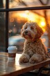 © mattegg - Goldendoodle Table Sunset Scene with Coffee Cups: Photorealistic Shoot, DSL