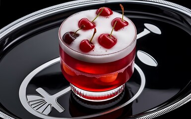 Wall Mural - Beautiful red cocktail with cherries