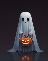 Wall Mural - Illustration of halloween ghost. Generative AI