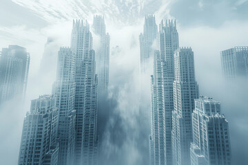 Poster - a solid foundation of reinforced concrete, providing unwavering support for towering skyscrapers ami