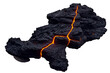 © gunzexx png and bg - Striking charred lava rock with glowing molten cracks against a transparent, white background, png