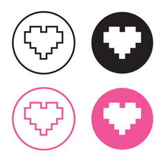 Wall Mural - Vector Heart Pixel In Circle Set