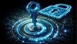 © Lyla - Abstract cyber security concept with key and binary code. Cybersecurity and privacy concepts to protect data. cyber security technology for protecting personal data and secure internet. Generative AI
