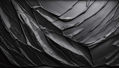 Wall Mural - Textured black slate with rugged, layered surface