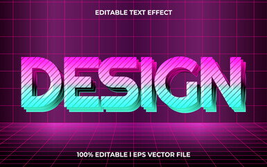 design 3d editable vector text effect. Modern concept text effect, with combination glow techno colors.
