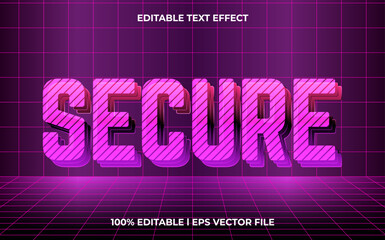 Poster - secure 3d editable vector text effect. Modern concept text effect, with combination glow techno colors.