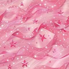 Poster - A seamless pattern tile of pink with stars in a cute illustration style. 