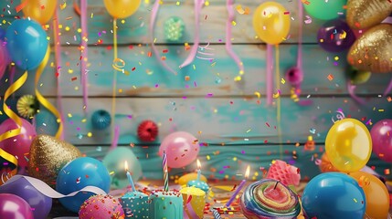 Wall Mural - Sharp focus captures every detail of the colorful birthday decor.