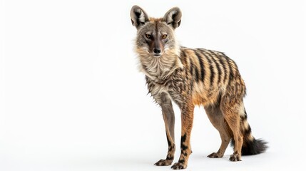 Wall Mural - Aardwolf on white background