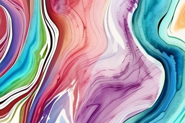 Wall Mural - Closeup of abstract watercolor paint background texture with liquid fluid marbled paper texture banner texture. Generative AI (생성형 AI)