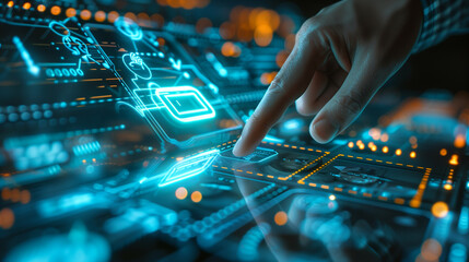 Poster - digital business financial transaction, cash flow in business, secure finance network, business finance concept photo
