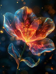 Wall Mural - A glowing flower of lights on a dark background. 