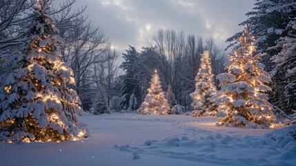 Poster - Snow covered Christmas trees