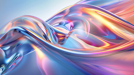 Wall Mural - Spectral Glass Wave Elegance  Elegant wave-like glass structures in a spectrum of vibrant gradient colors.