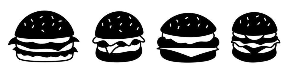 Wall Mural - Burger illustration. Burger icon vector set. Design for business. Stock vector.