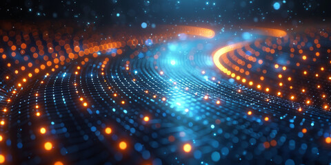 Digital background for tech, AI, neural networks, data, audio, graphics