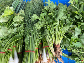 Poster - fresh green vegetable for cooking in local market