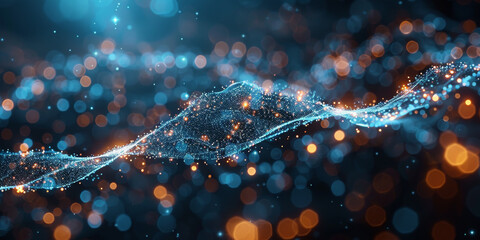 Digital background for tech, AI, neural networks, data, audio, graphics