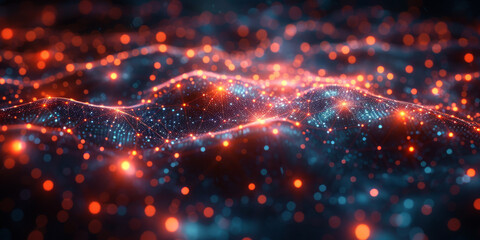 Digital background for tech, AI, neural networks, data, audio, graphics
