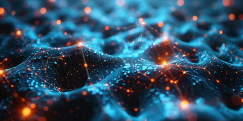 Digital background for tech, AI, neural networks, data, audio, graphics