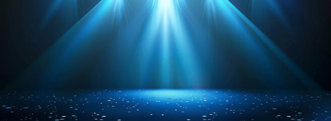 Poster - Blue light background, glowing with spotlight on dark blue gradient background vector presentation design