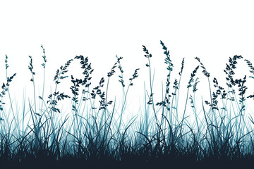 Wall Mural - Grass blue silhouette. Not AI Vector illustration


