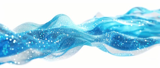 Wall Mural - banner of a floating blue wavy stream of water on a flat white background
