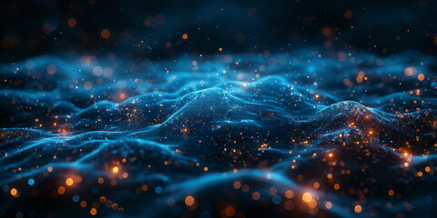 Digital background for tech, AI, neural networks, data, audio, graphics