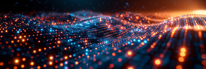 Digital background for tech, AI, neural networks, data, audio, graphics
