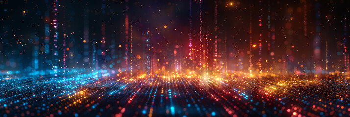 Digital background for tech, AI, neural networks, data, audio, graphics