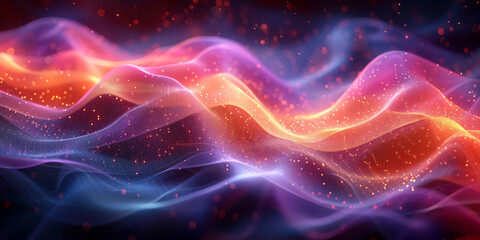 Digital background for tech, AI, neural networks, data, audio, graphics