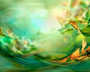 Poster - Abstract Art Inspired by National Forests: Vibrant Green and Earth Tones in Organic tree and Nature Shapes