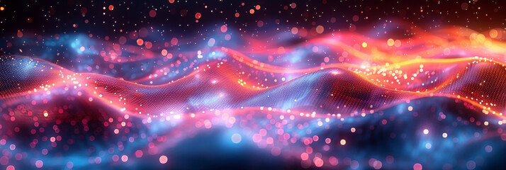 Digital background for tech, AI, neural networks, data, audio, graphics